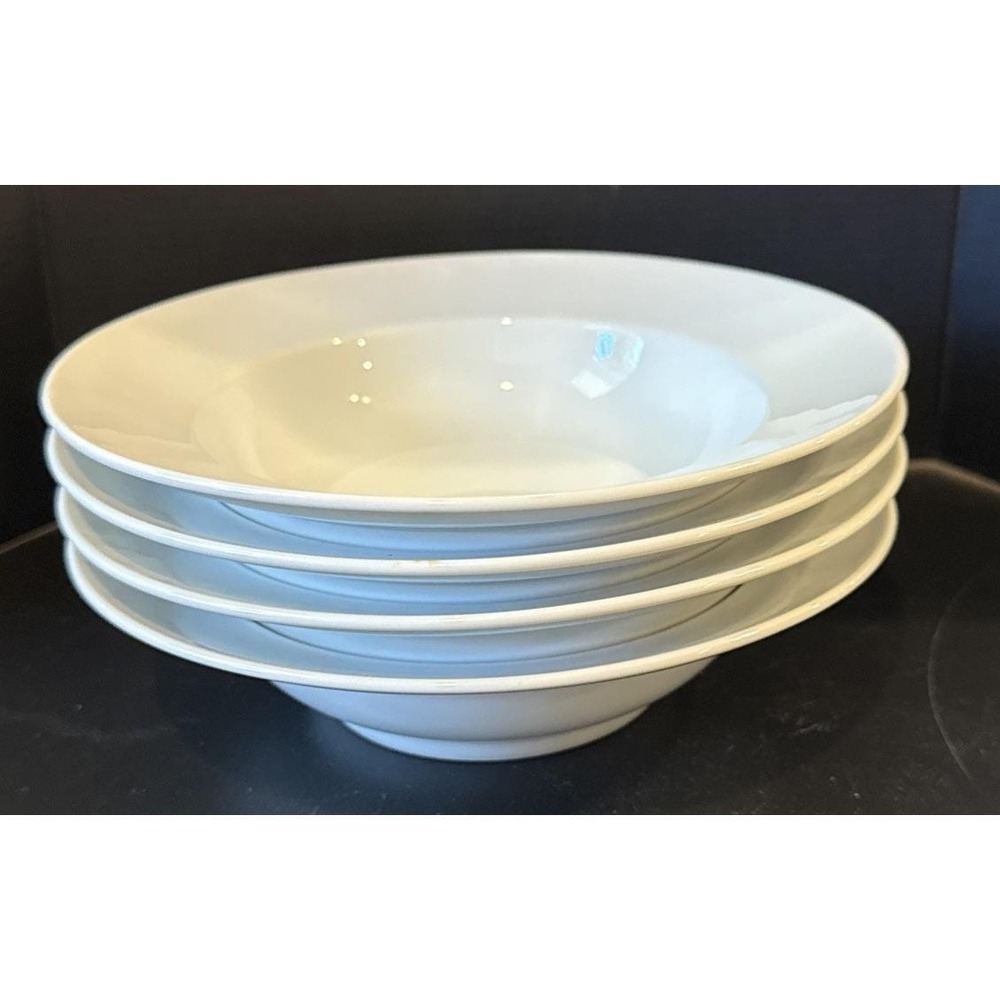 Fitz Floyd White Porcelain Rimmed Soup Salad Bowls Set Of 4‎ Japan 7.5 Inch VTG